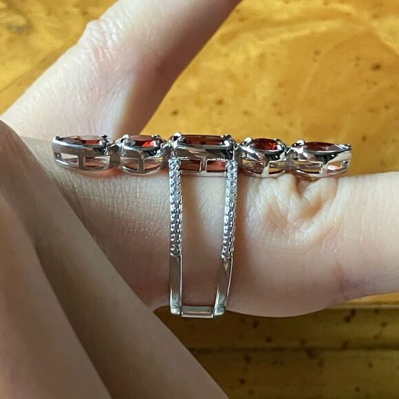 Natural Vermelho Red Garnet Sterling Silver Ring Size 6.75 - Picture 3 of 9
